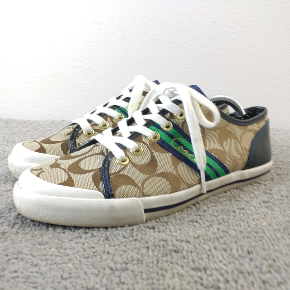 Coach Shoes - Coach Signature Logo Sneakers Womens Size 8 Shoes Brown Beige Low Top